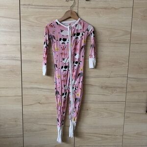 Little Sleepies Pink and White Cow Print Footie Pajamas